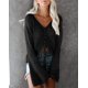 thumbnail image 2 of Suéter bohemio con hombros descubiertos y mangas acampanadas para mujer, suéter fruncido de ganchillo de gran tamaño, color negro, 2 of 5