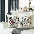 thumbnail image 6 of Winter Wishes Gnome Snowman Decorative Pillow Covers 18 x 18 Set of 4, Snowflakes are Kisses from Heaven Blue Christmas Throw Pillowcase, Hot Cocoa Farmhouse Cushion Case for Home Decor, 6 of 6