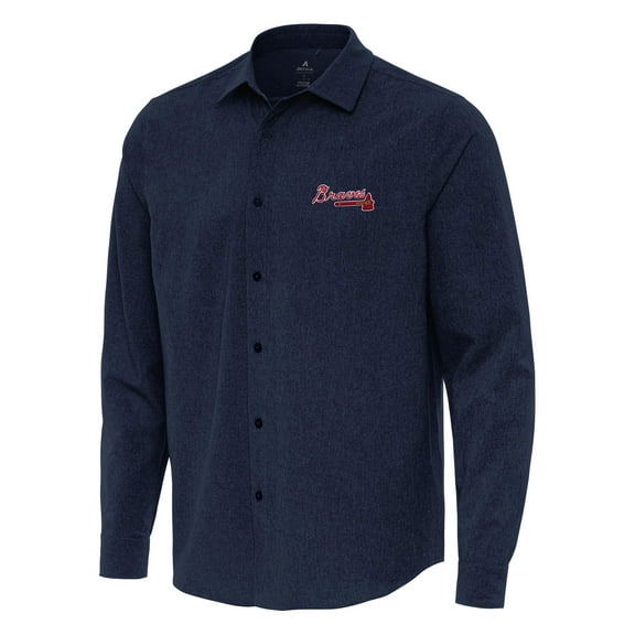 Men's Antigua Navy Atlanta Braves Exposure Long Sleeve Button-Up Shirt