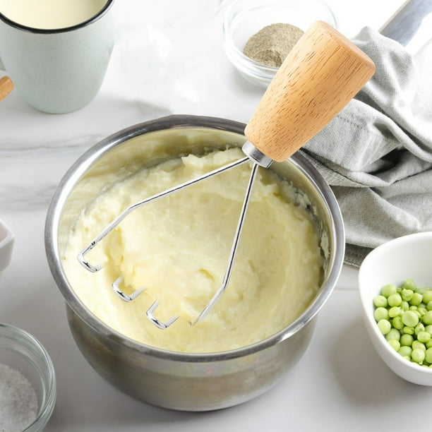 Aparatos de cocina, Accesorios de cocina, Utensilios de cocina, Herramientas de cocina, Machacador de papas de acero inoxidable con mango de madera, Machacador de papas manual japonés, Prensa de barro
