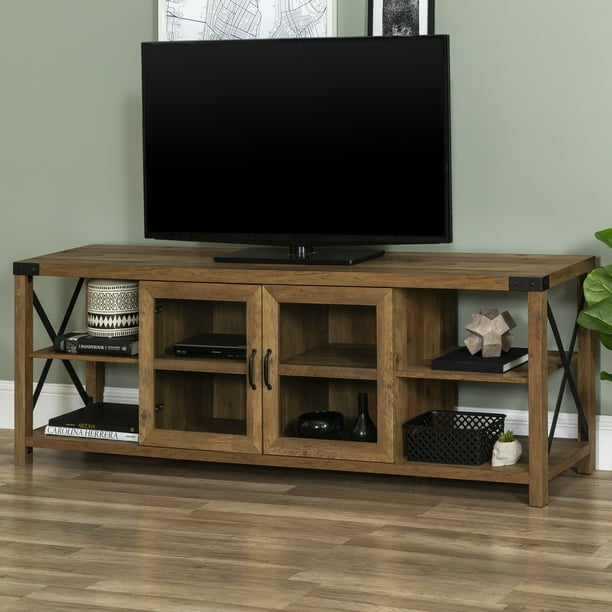 Magnolia Metal X 70" 2Door Reclaimed Barnwood TV Stand by Desert
