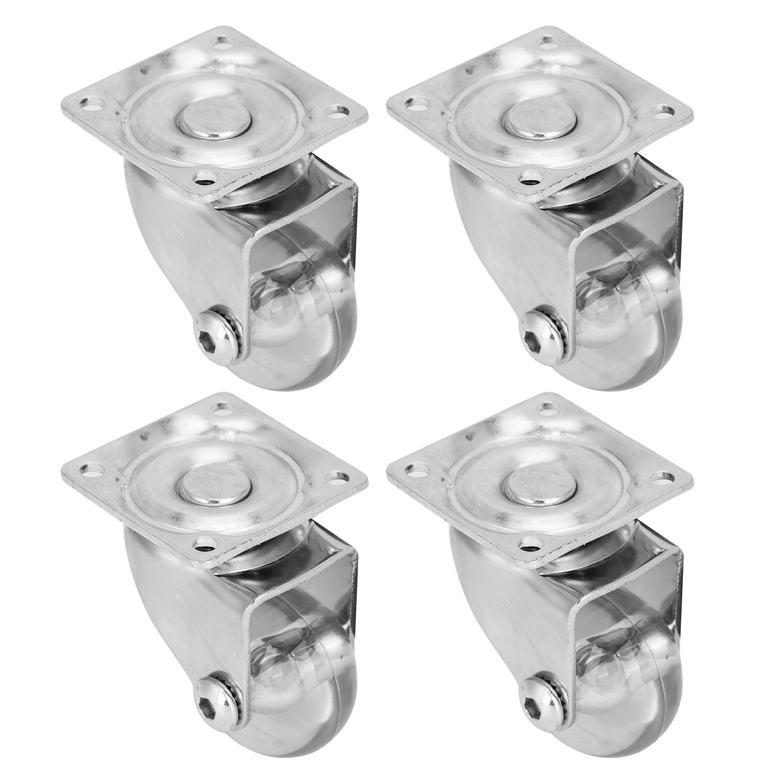 Small Caster Wheels For Furniture, Non-Marking Low Profile Casters, Heavy Duty Polyurethane Rubber Silent Casters, Smooth 360 Degrees Rotation, Set Of 4