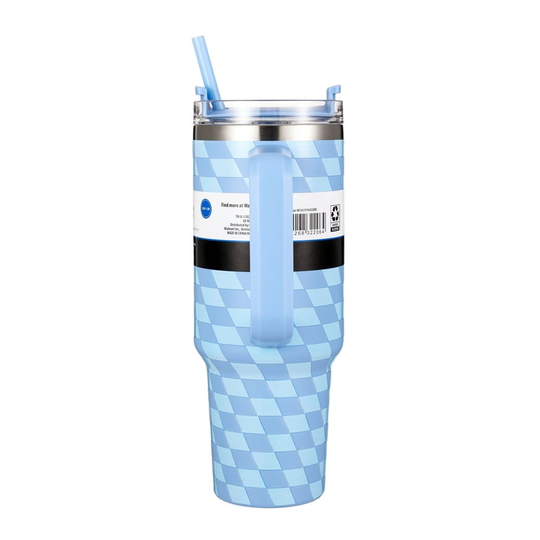 Mainstays 40oz Blue Diamond Pattern Tumbler Stainless Steel Double
