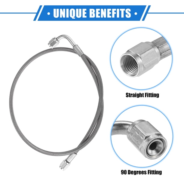 Ligne D'Alimentation Huile Turbo AN3 – 90° à Droit, Tuyau 50 Cm – Universelle Auto