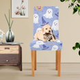 thumbnail image 4 of Yayeee 2 Pack Dining Chair Covers Stretch Parson Chairs Slipcovers Seat Protector, Blue Halloween, 4 of 6