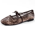 thumbnail image 6 of Wensltd Women Floral Lace Mary Jane Flats Square Toe Bow Flat Shoes Mesh Upper Spring Summer Daily Walking, 6 of 9