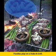 Stromberg Carlson Stake & Grill, Camping Grill, Open Fire Cooking Equipment, Fire Pit Accessories, Campfire Grill Grate, 15x22 w/ 36 Long Stake
