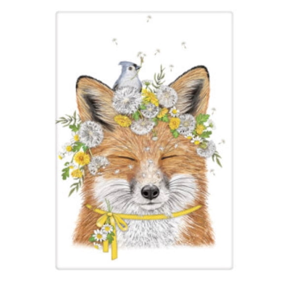 Mary Lake Thompson Dandelion Fox Flour Sack Kitchen Dish Towel