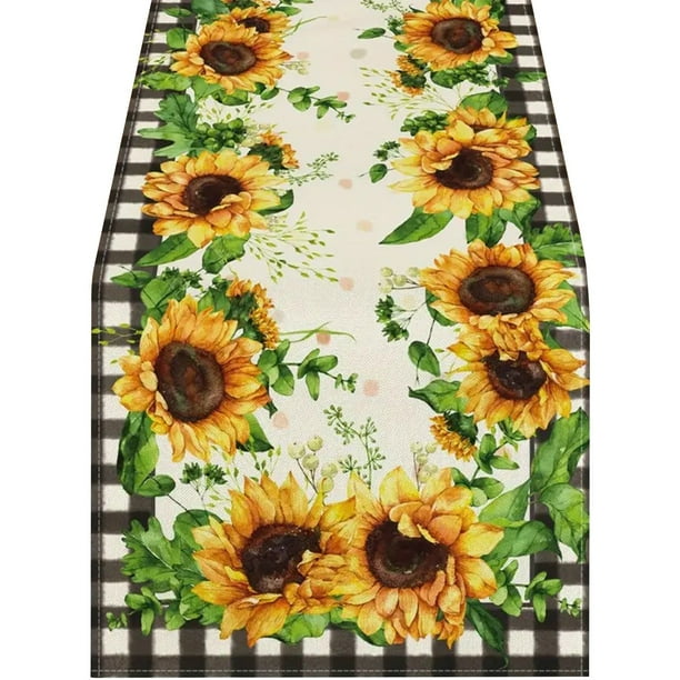 Xihbxyly Mantel de Girasoles, Funda de Lino con Vibrante Diseño Floral, Tela Resistente a Las Manchas, Varios Tamaños, Decoración para Comedores y Reuniones Familiares, Fácil de Limpiar.