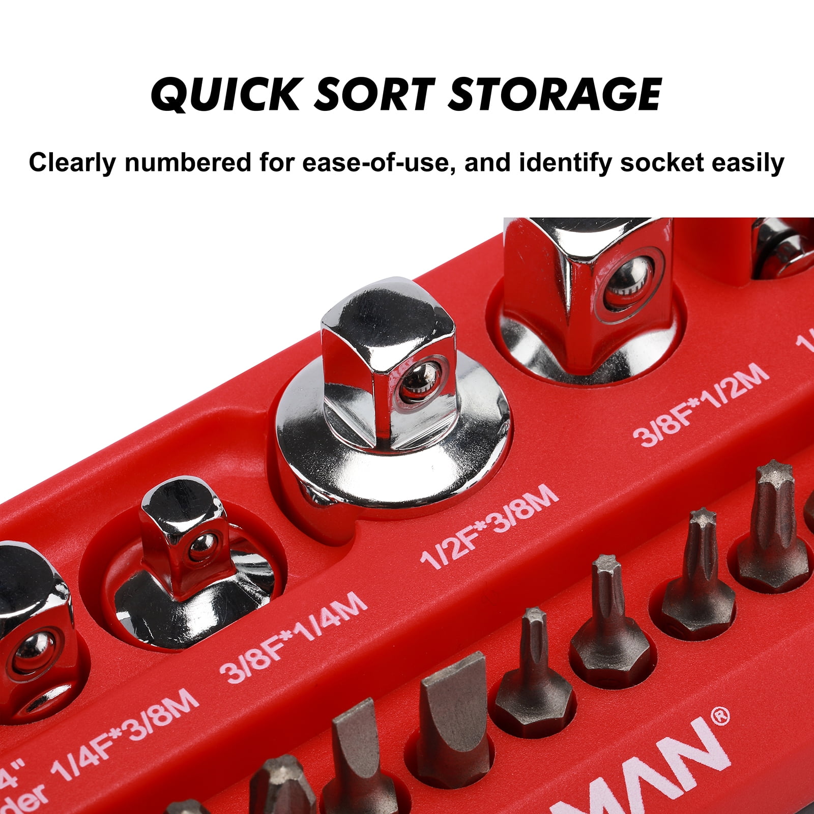 35-Piece Magnetic Socket Accessory Holder, Magnetic Tool Organizer Tray, Holds Bits, Adapters, Universal Joints,Bit Holders, and Bits