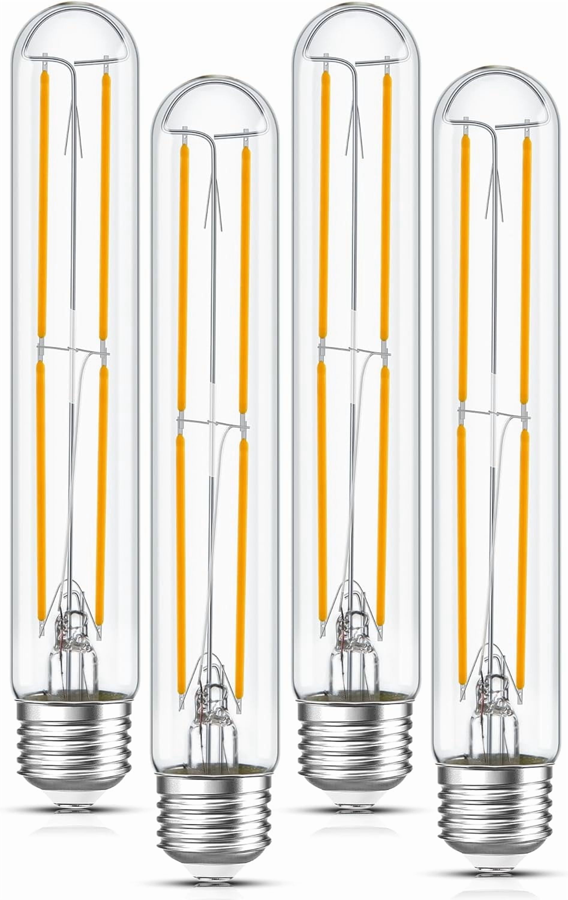 RGHJAR-Tubular Light Bulb 7.3 Inch Dimmable T10 LED Bulb E26 6W 60 Watts Edison Bulbs 2700K Solf White,185mm Long for Wall Sconces, Pendant, Livingroom, 4-Pack
