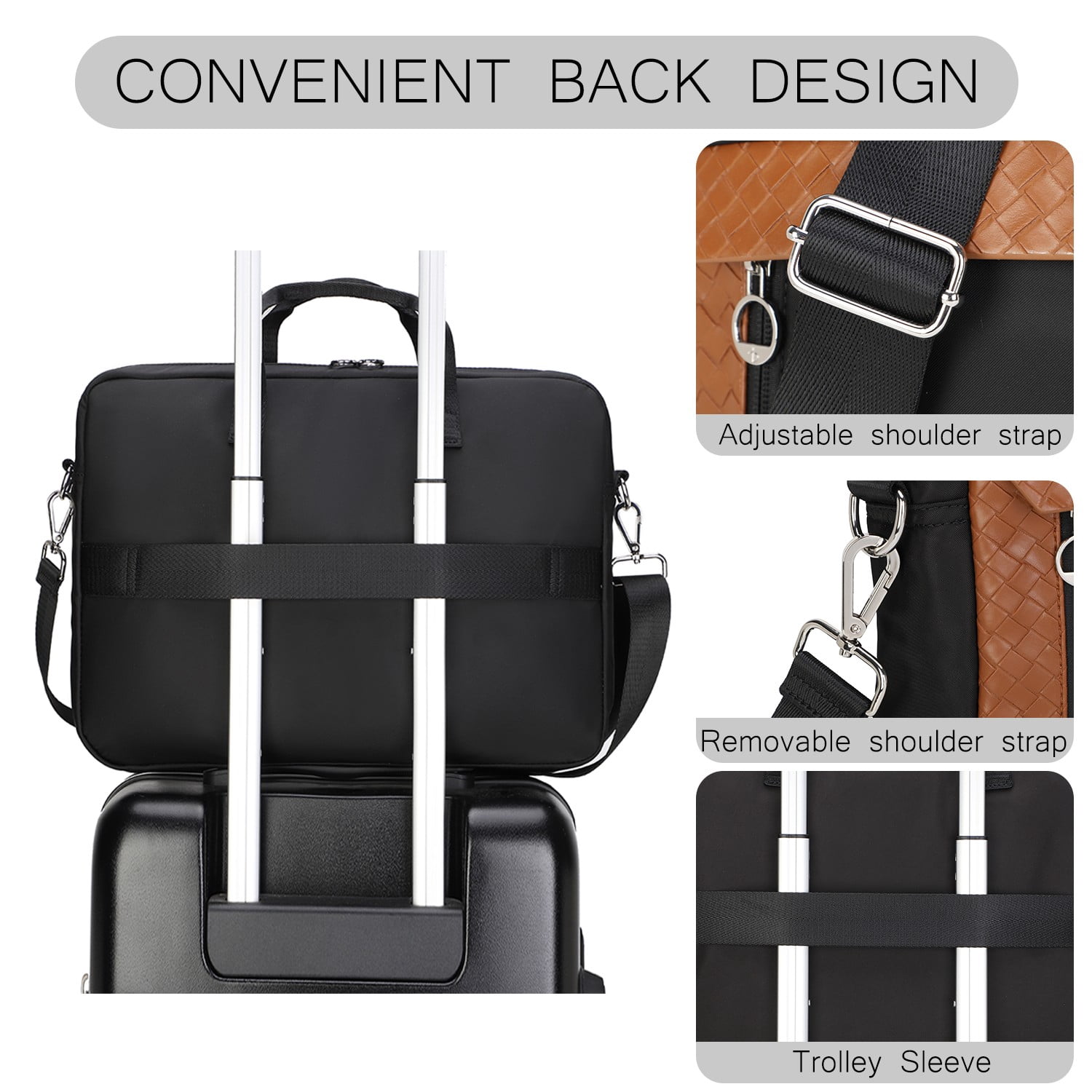 BE SMART 15.6 Inch Laptop Case for Women, Computer Bag Carrying Briefcase with Shoulder Strap