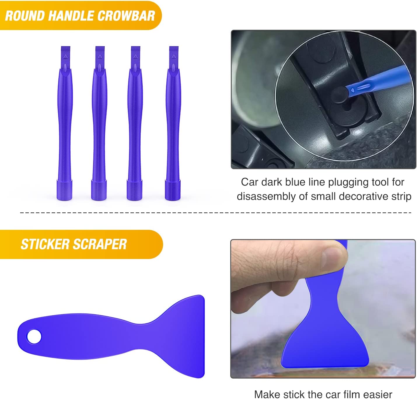 GOOACC 102Pcs Nylon Trim Removal Tool, Auto Push Pin Nylon Bumper Retainer Clip Set Fastener Terminal Remover Tool Round Handle Crowbar Pry Kit Car/Radio Panel