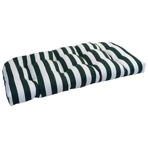 Blazing Needles Rounded Back Tufted Outdoor Loveseat Cushion, 42 x 19, Hunter Stripe