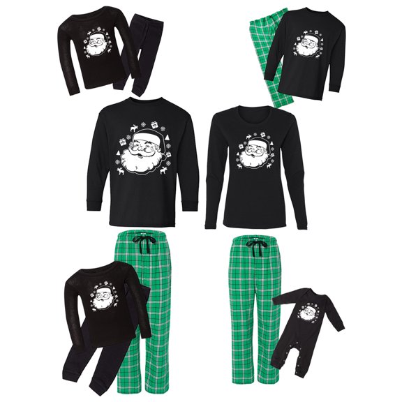 Awkward Styles Family Christmas Pajamas Set Green Happy Santa Matching Sleepwear