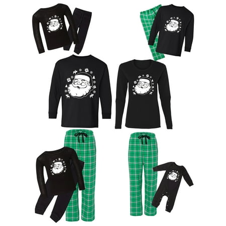 

Awkward Styles Family Christmas Pajamas Set Green Happy Santa Matching Sleepwear