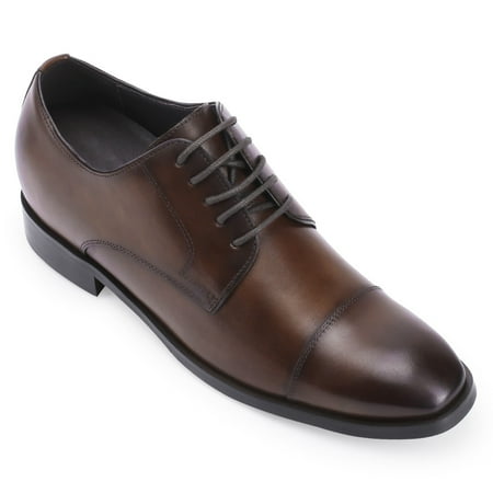 

CMR CHAMARIPA Elevator Dress Shoes Taller Shoes - Elevator Shoes For Men - Brown Leather Derby Dress Shoes - 7CM / 2.76 Inches