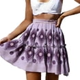 thumbnail image 2 of YueHuiYing Women's Bohemian Floral Print Mini Skirt with Tiered Ruffle Hem - A-Line Cotton Blend for Casual & Resort Wear, 2 of 9