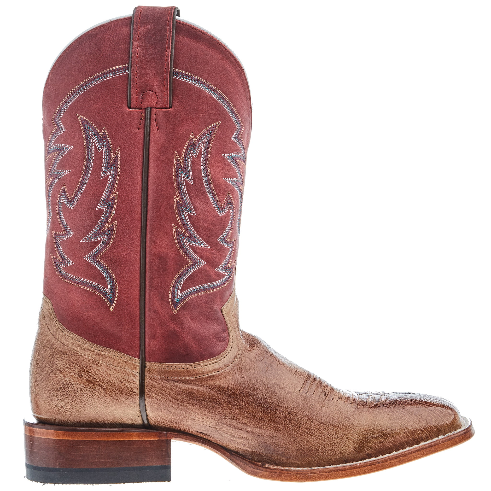 Justin Boots Mens Mclane Smooth Ostrich Embroidered Square Toe