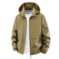 thumbnail image 2 of LYSMORA Mens Hooded Softshell Jacket Cargo Sleeve Pocket Zipper Side Pockets Elastic Cuff Windproof Daily Outdoor Coat, 2 of 8