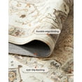 thumbnail image 6 of 4ft Round Area Rug, Low-Profile Washable 4x4 Rugs with Non-Slip Backing & Durable Edge Binding, Vintage Rug for Kitchen, Bedroom & Hallway, Beige, 6 of 13