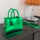 thumbnail image 5 of Bolso de mano para mujer, Bolso cuadrado pequeño de moda, Bolso de mano sólidos de cuero PU (verde), 5 of 8