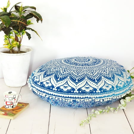 Oussum Cotton Mandala Round Throw Floor Pillow Cases 32 Inchs