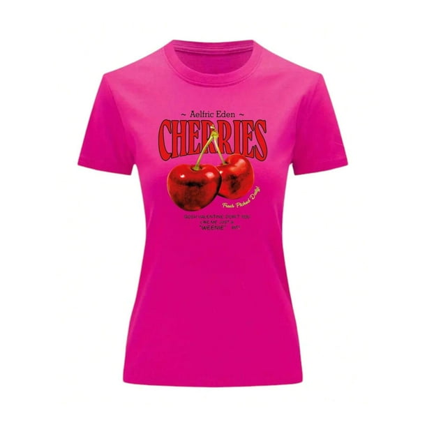 Playera Blusa de Cerezas Aelfric Eden Cherries Color Fucsia Talla Chica Marca Emil SaEs