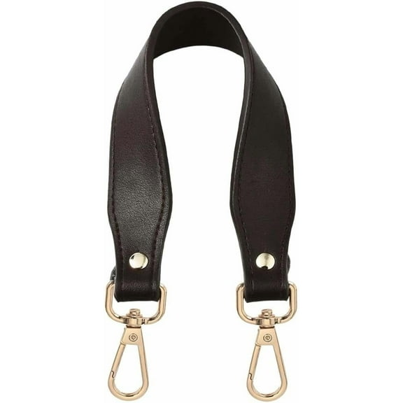 14.4 Inch Short PU Leather Handbag Handles Purse Handle Replacement with Alloy Clasps Dark Brown 1.2 Inch Wide Flat Shoulder Straps