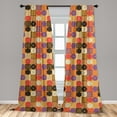 thumbnail image 4 of Ambesonne 90's Curtains, Diagonal Striped Squares Art, Pair of 28"x95", Apricot and Pale Eggplant, 4 of 4