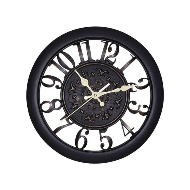 stanreset Horloge Murale Rétro 11 Pouces Décorative Sans Tic-Tac pour Bureau Maison Noir