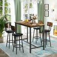 thumbnail image 2 of Paproos Bar Table Set of 5, 5 Piece Counter Height Dining Table and Upholstery Chais Set for Kitchen Patio Breakfast Nook, Dining Room Pub Bistro Table and Bar Stools with Backrest Set, Rustic Brown, 2 of 12