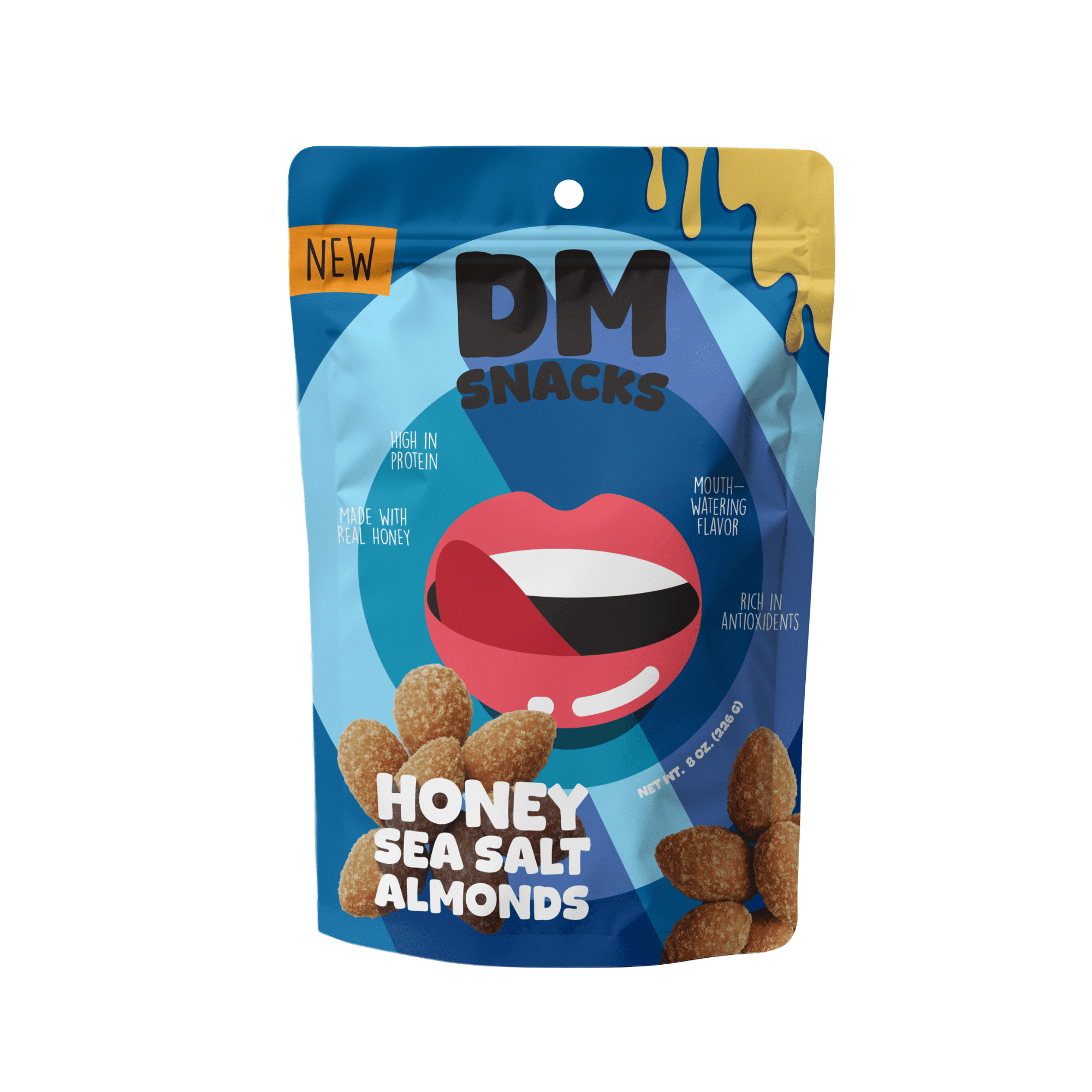 DM Snacks Honey Sea Salt Almonds - 1.5 lbs - 3 Resealable 8 oz Bags - Sweet and Salty Nuts 1.5 lbs