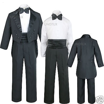 

Infant Toddler Kid Teen Boy Wedding Tail Formal Tuxedo Suit Black size: S to 20