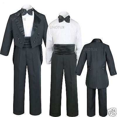 Infant Toddler Kid Teen Boy Wedding Tail Formal Tuxedo Suit Black size: S to