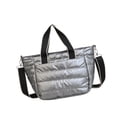 thumbnail image 1 of Bolso bandolera acolchado de algodón, elegante bolso de mano para mujer, ideal para viajes, fiestas y trabajo. Gris, 1 of 8