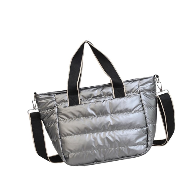 Bolso bandolera acolchado de algodón, elegante bolso de mano para mujer, ideal para viajes, fiestas y trabajo. Gris