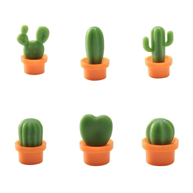 Wweixi 6pcs Cactus Plant Refrigerator Message Sticker Home Decoration Plastic Blackboard Tool, Orange