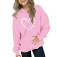 thumbnail image 2 of SERTG Girls Valentine's Hooded Sweatshirt Long Sleeve Casual with Heart Print Kids Spring Fall Fleece-Lined Solid Color Everyday Top(Pink,3 Years), 2 of 5
