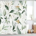 thumbnail image 3 of Green and Gold Leaf Shower Curtain, Sage Eucalyptus Leaves with Gold Branches Botanical Plants Fabric Bathroom Curtain Home Decor Waterproof Washable 12 Hooks, 84'' Lx72 W, 3 of 6