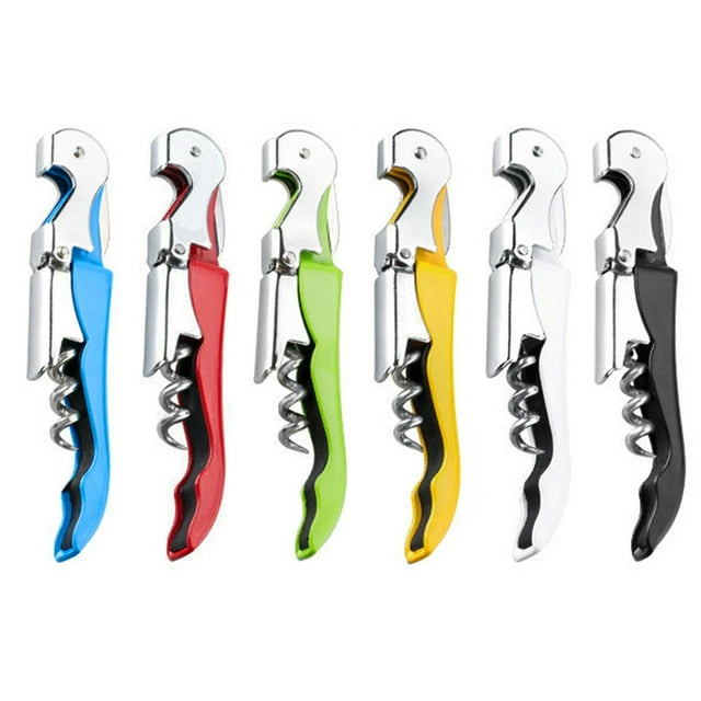 Aspire 6 PCS Double Hinged Corkscrew w/ Foil Cutter, Waiters Wine Bottle Opener - Assorted