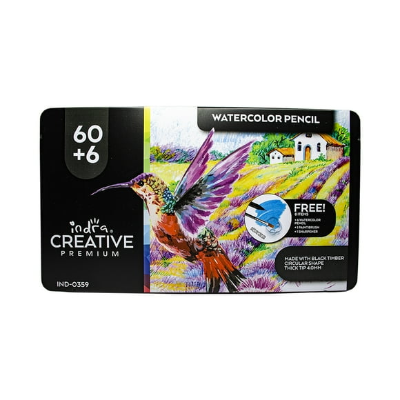 Lápices de Colores Profesionales Acuarelables Indra Colibri Creative 60 + 6 Piezas