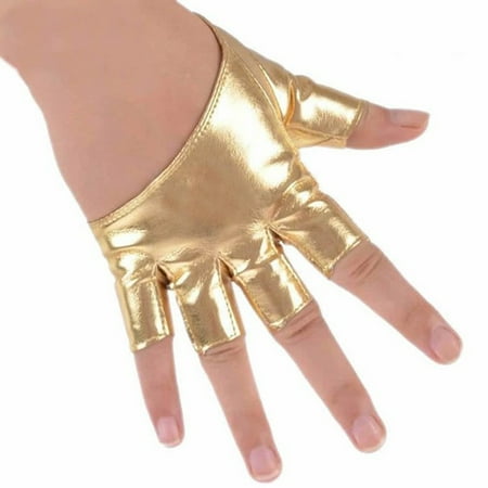 

Cuteam Women Ladies Fashion Half Finger Faux Leather Short-Figures Gloves Half Palm
