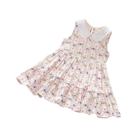 

DTBPRQ Girls Dresses Smocked Baby Girl Clothes Floral Toddler Dresses Spring Summer Peter Pan Collar Dress