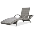 thumbnail image 4 of Ensemble de 2 Chaises Longues en Osier Gris - Fauteuils Inclinables de Patio Extérieur avec Table d'Appoint, 4 of 8