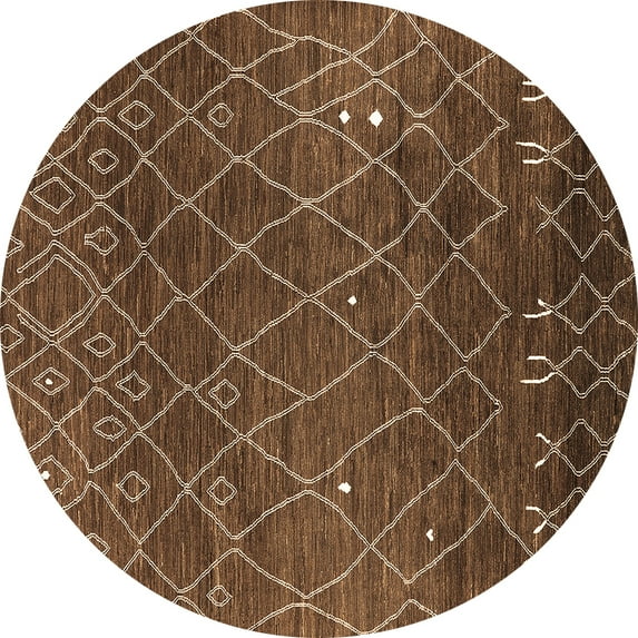 Ahgly Company Machine Washable Indoor Round Oriental Brown Industrial Area Rugs, 8' Round