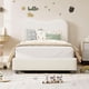 thumbnail image 2 of Tamaño individual-size platform marco de cama: metal frame con strong de madera slats, sherpa fabric forrado, cabecero included, no box spring, noise-free, beige & blanca, 2 of 8