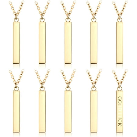 10Pcs Brass Coated Iron Pendant Necklace Cuboid Golden 20.28 inch(51.5cm)