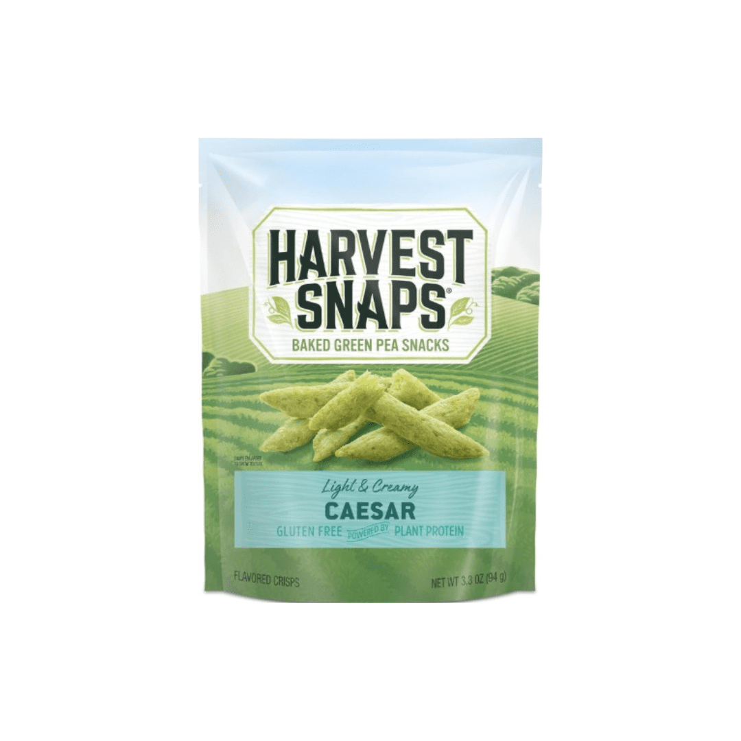 Harvest Snaps Veggie Chips 4 Pack – Hot & Spicy and Caesar, 2 Each Flavor – Baked Green Pea Snack, Plant-Based, Gluten-Free, 4 Count Multipack