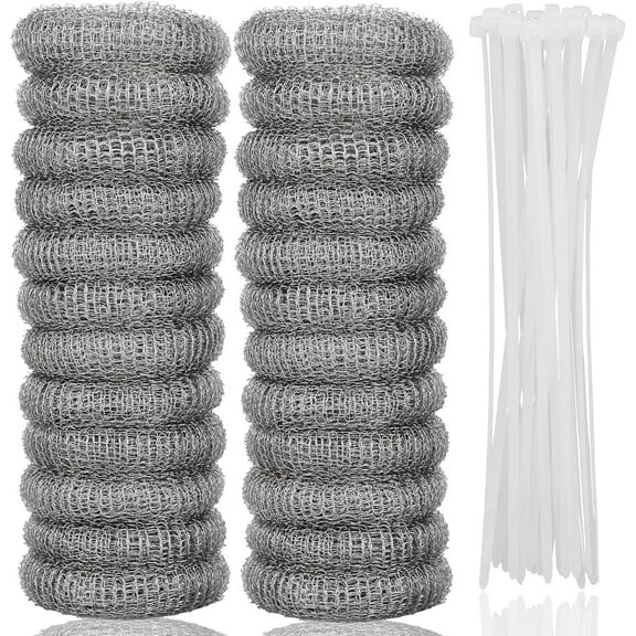 24 PCS Lint Traps LQQBOX Stainless Steel Washing Machine Lint Snare Traps, Washer Hose Lint Traps with 24 PCS Cable Ties, Laundry Mesh Washer Sink Drain Hose Screen Filter